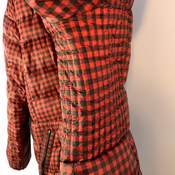 Talbots down filled gingham check parka puffer red black Buffalo plaid coat 2Xp - Picture 3 of 11